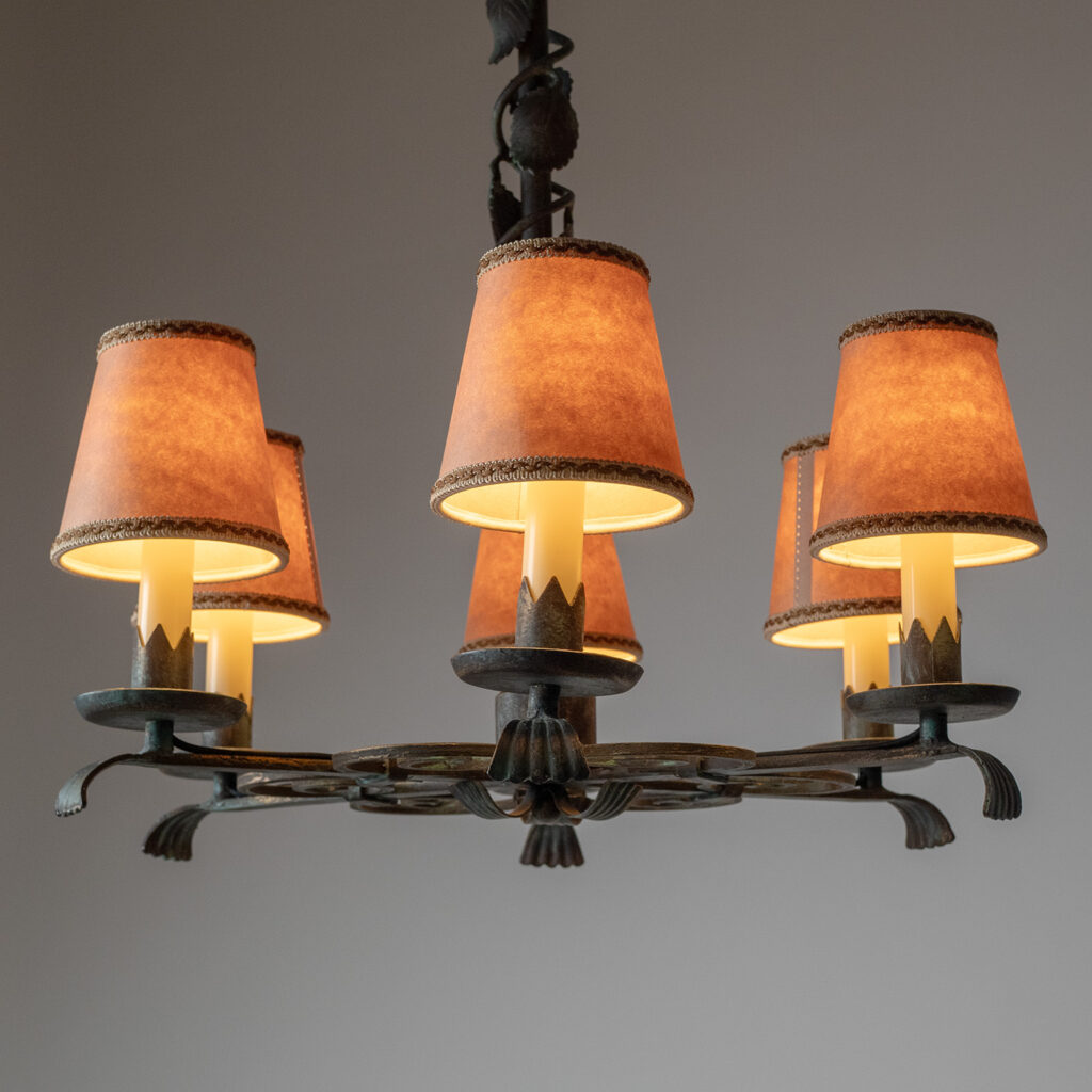 Harald Notini Böhlmarks Wrought Iron Chandelier, 1936
