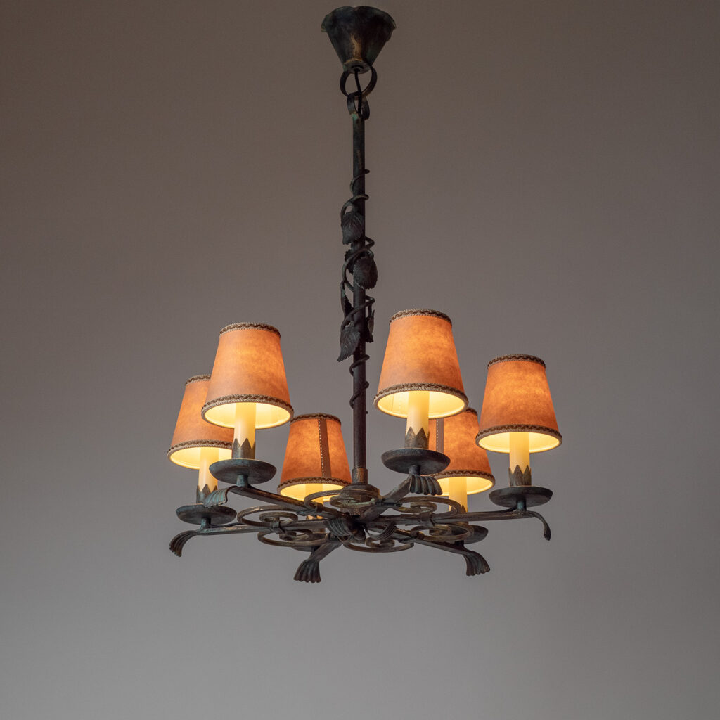 Harald Notini Böhlmarks Wrought Iron Chandelier, 1936