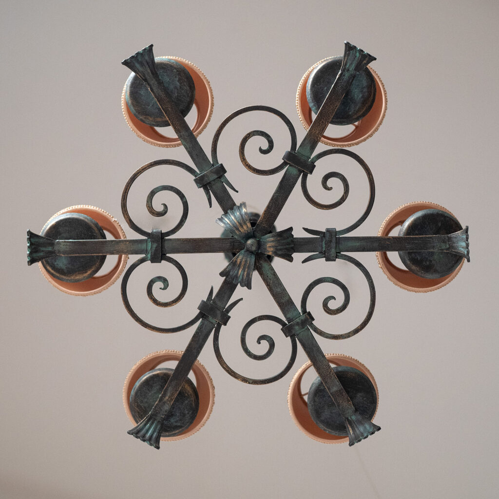 Harald Notini Böhlmarks Wrought Iron Chandelier, 1936