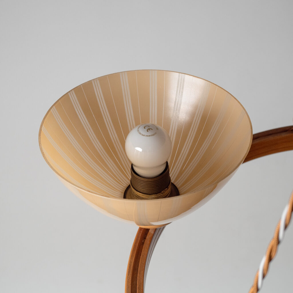 Wood And Enameled Glass Suspension Chandelier, 1950s