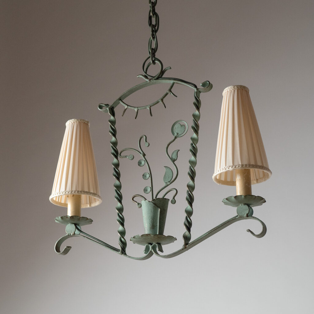 Bjerkås Painted Iron Pendant, 1940s