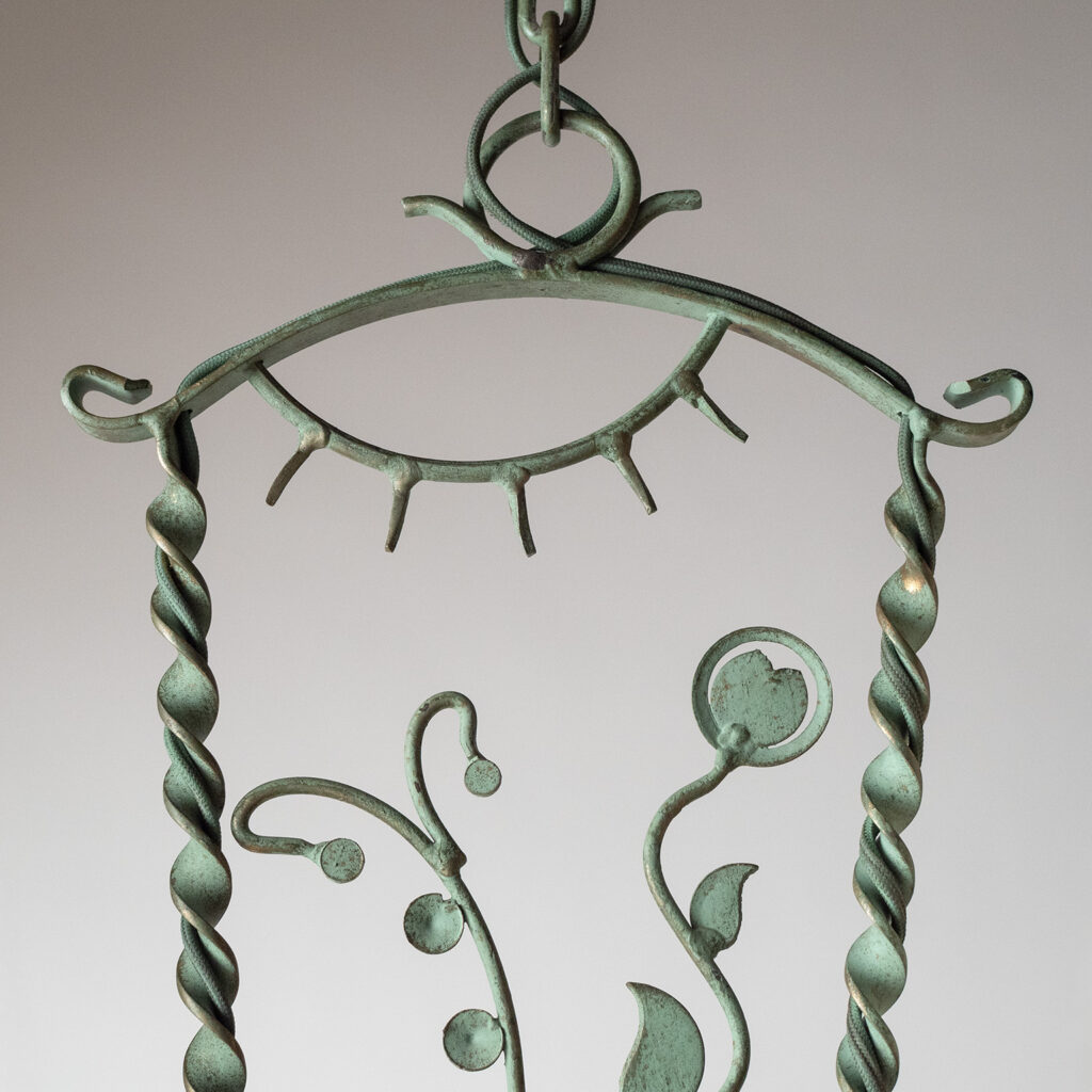 Bjerkås Painted Iron Pendant, 1940s
