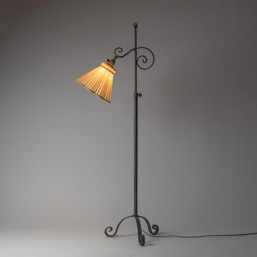 Swedish Patinated Iron Floor Lamp, 1930s