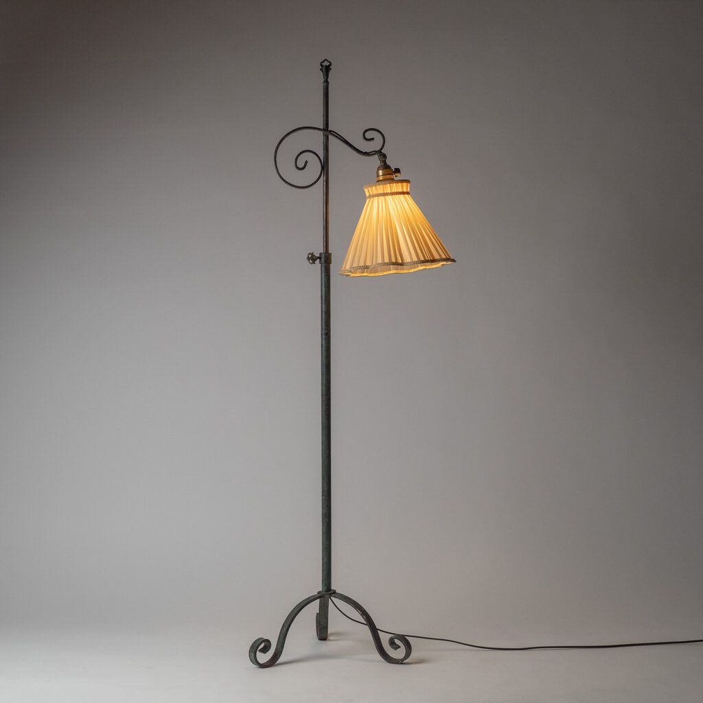 Swedish Patinated Iron Floor Lamp, 1930s