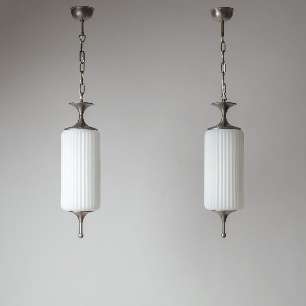 Reggiani Nickel And Glass Pendants, circa 1960