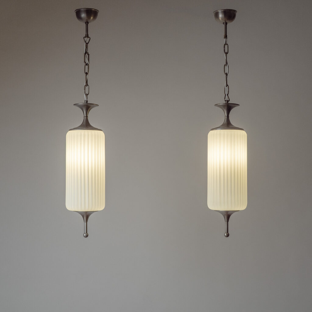 Reggiani Nickel And Glass Pendants, circa 1960