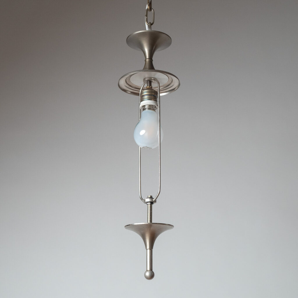 Reggiani Nickel And Glass Pendants, circa 1960