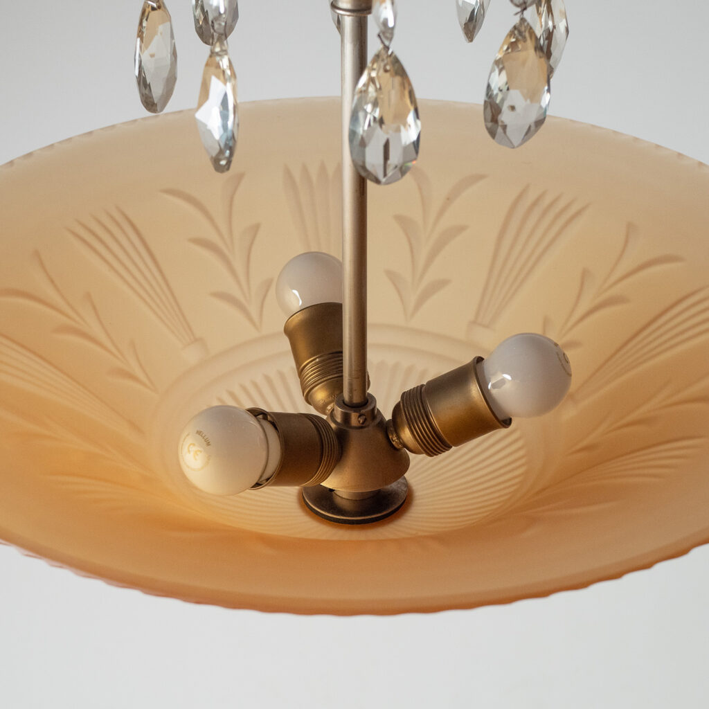 Erik Tidstrand Glass Chandelier, Nordiska Kompaniet, circa 1930