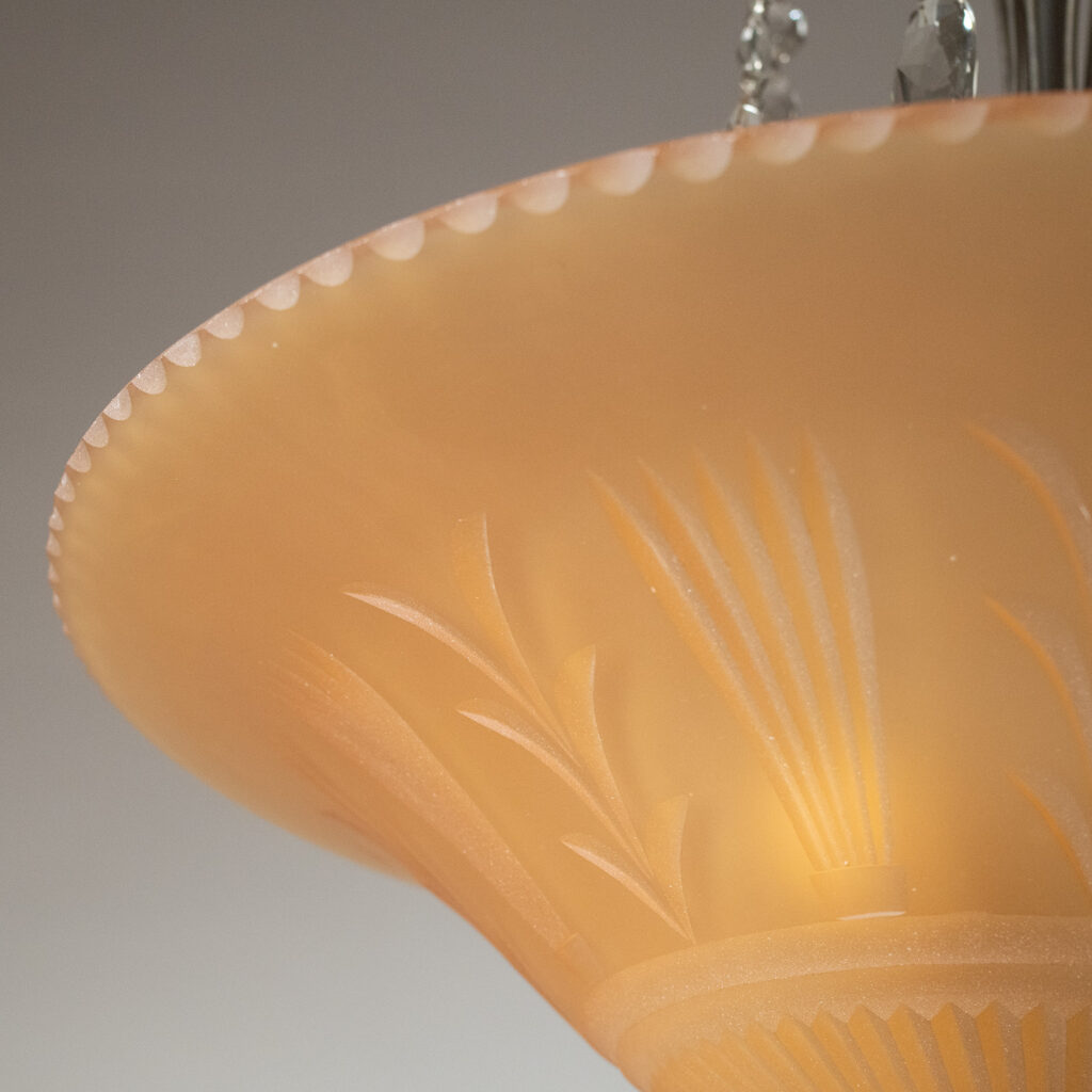 Erik Tidstrand Glass Chandelier, Nordiska Kompaniet, circa 1930