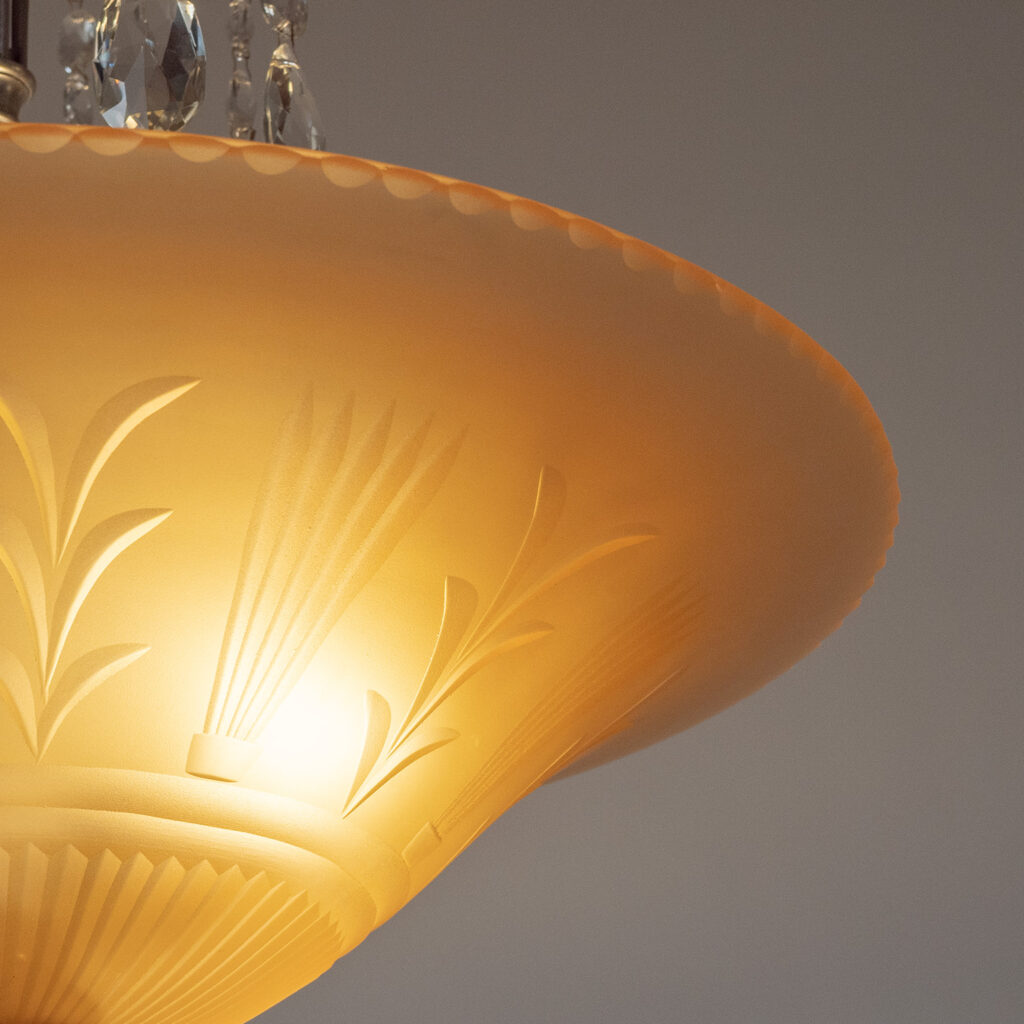 Erik Tidstrand Glass Chandelier, Nordiska Kompaniet, circa 1930