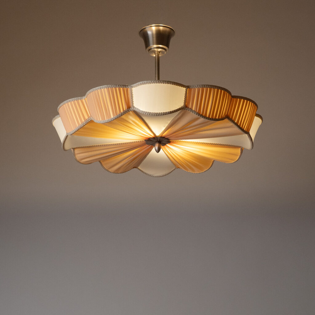 Swedish Fabric Ceiling Light, circa 1950