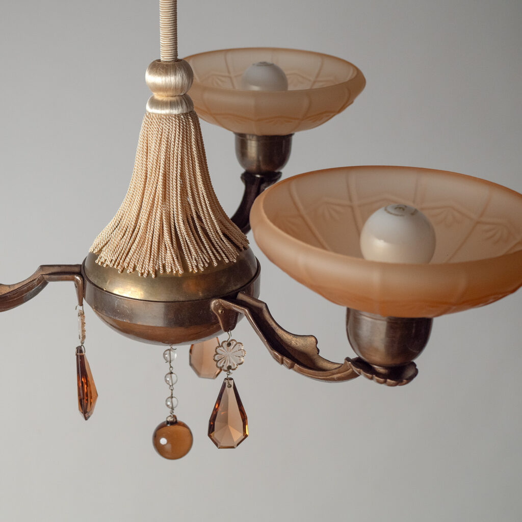 Harald Notini Böhlmarks Brass And Glass Chandelier, 1936