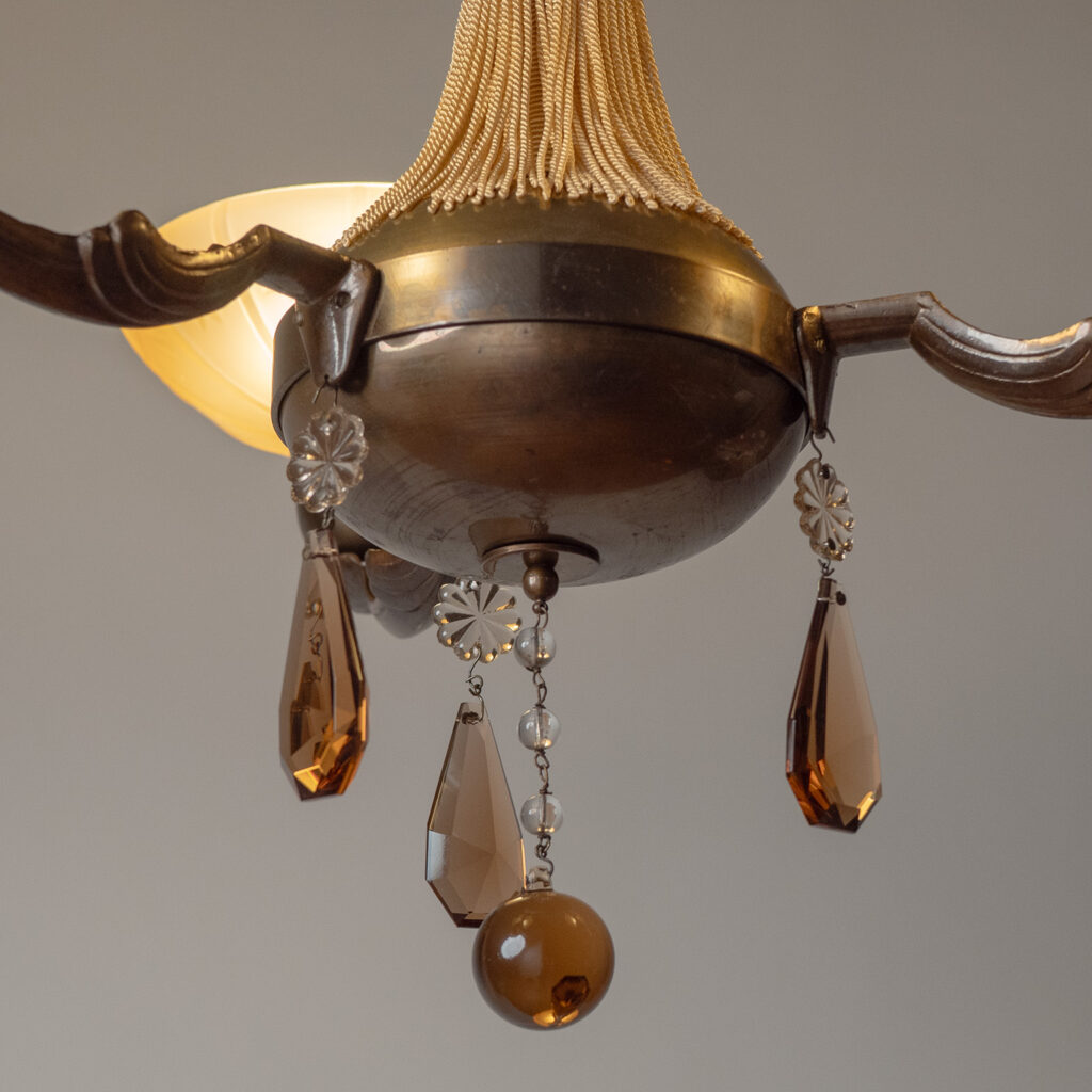 Harald Notini Böhlmarks Brass And Glass Chandelier, 1936