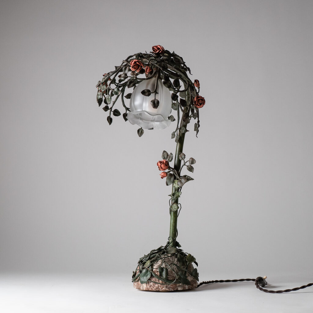 French Painted Iron Table lamp, circa 1930