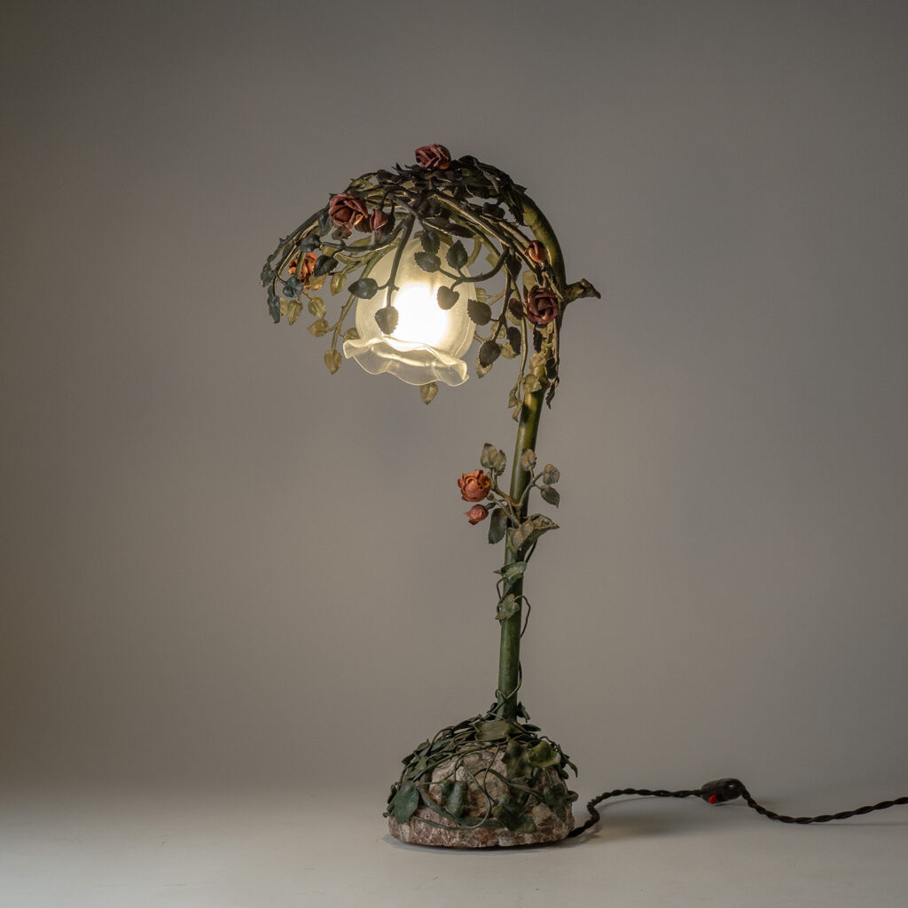 French Painted Iron Table lamp, circa 1930