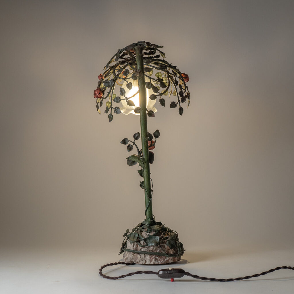 French Painted Iron Table lamp, circa 1930