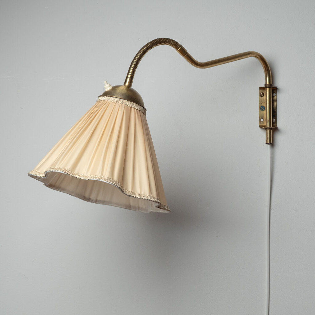 Swedish Brass And Fabric Wall Light, circa 1950
