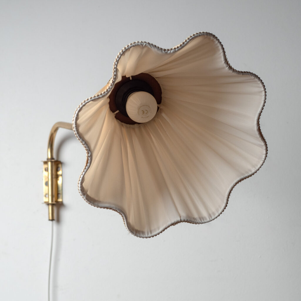 Swedish Brass And Fabric Wall Light, circa 1950