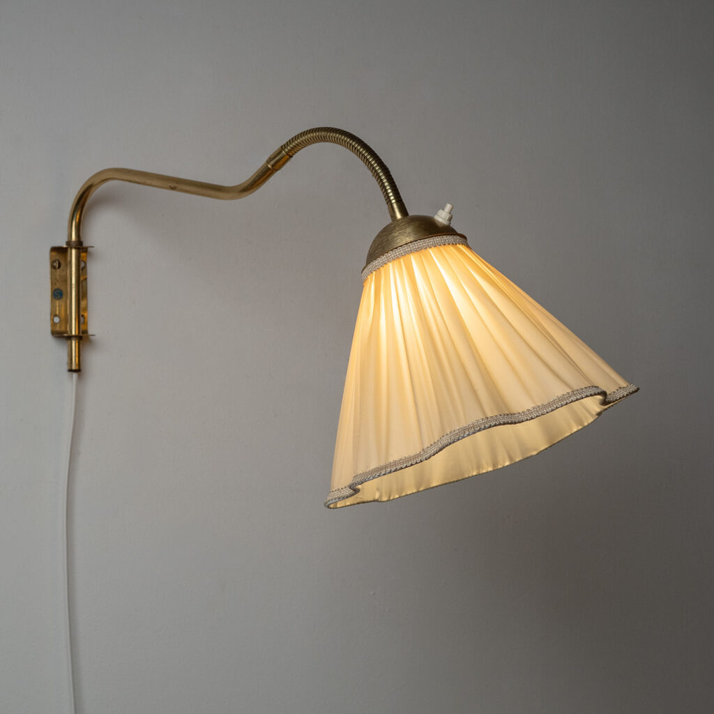 Swedish Brass And Fabric Wall Light, circa 1950
