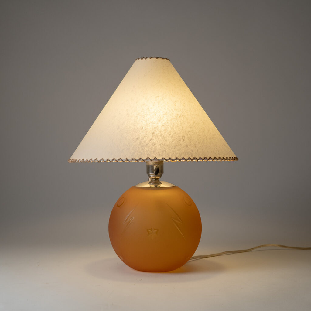 Edward Hald Orrefors Havana Glass Table Lamp, 1930s