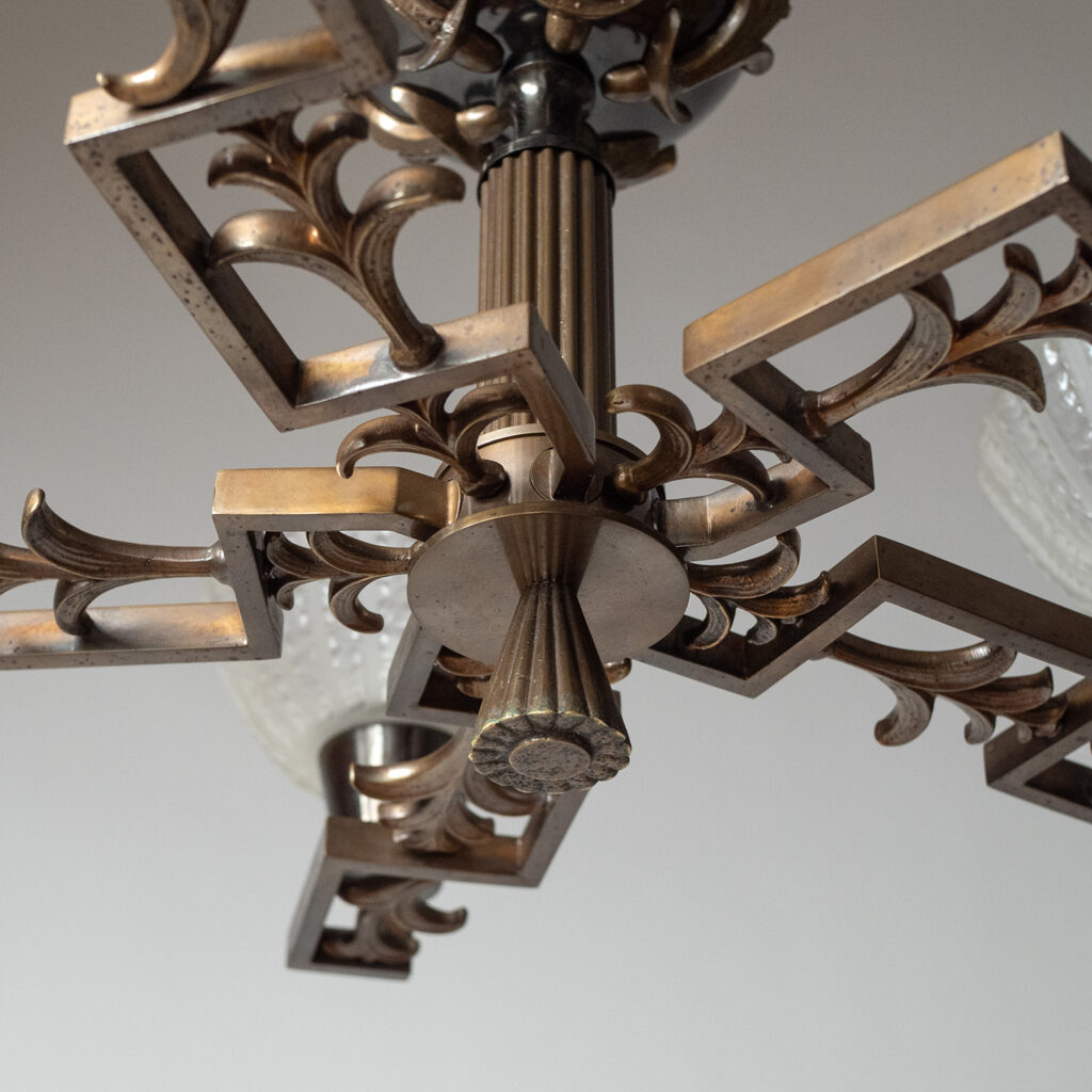 Bröderna Malmströms Patinated Brass Chandelier, 1931