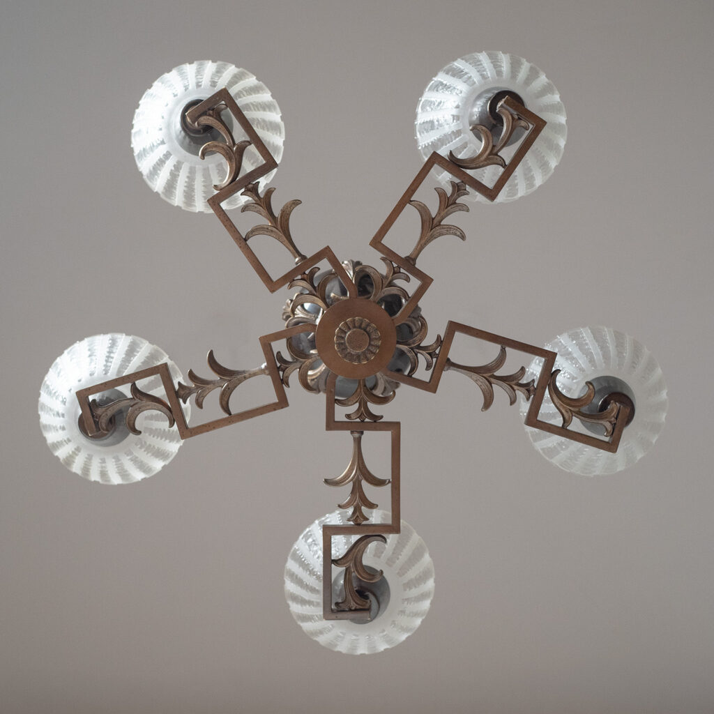 Bröderna Malmströms Patinated Brass Chandelier, 1931