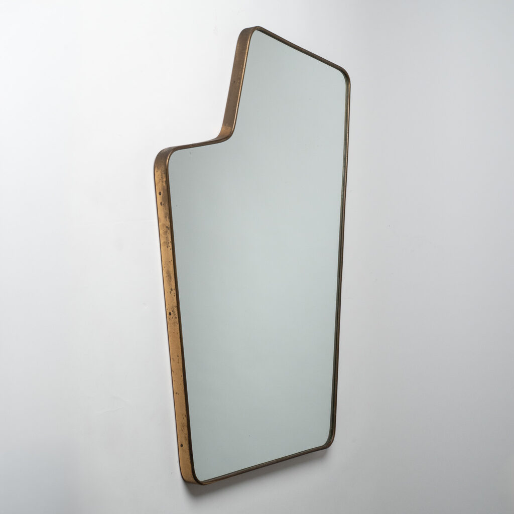 Italian Asymmetric Brass Mirror, 1950s