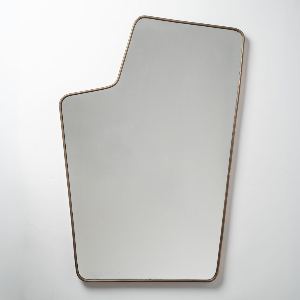 Italian Asymmetric Brass Mirror, 1950s