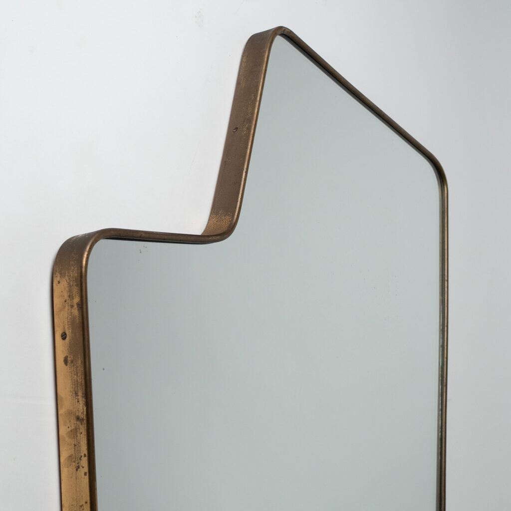 Italian Asymmetric Brass Mirror, 1950s