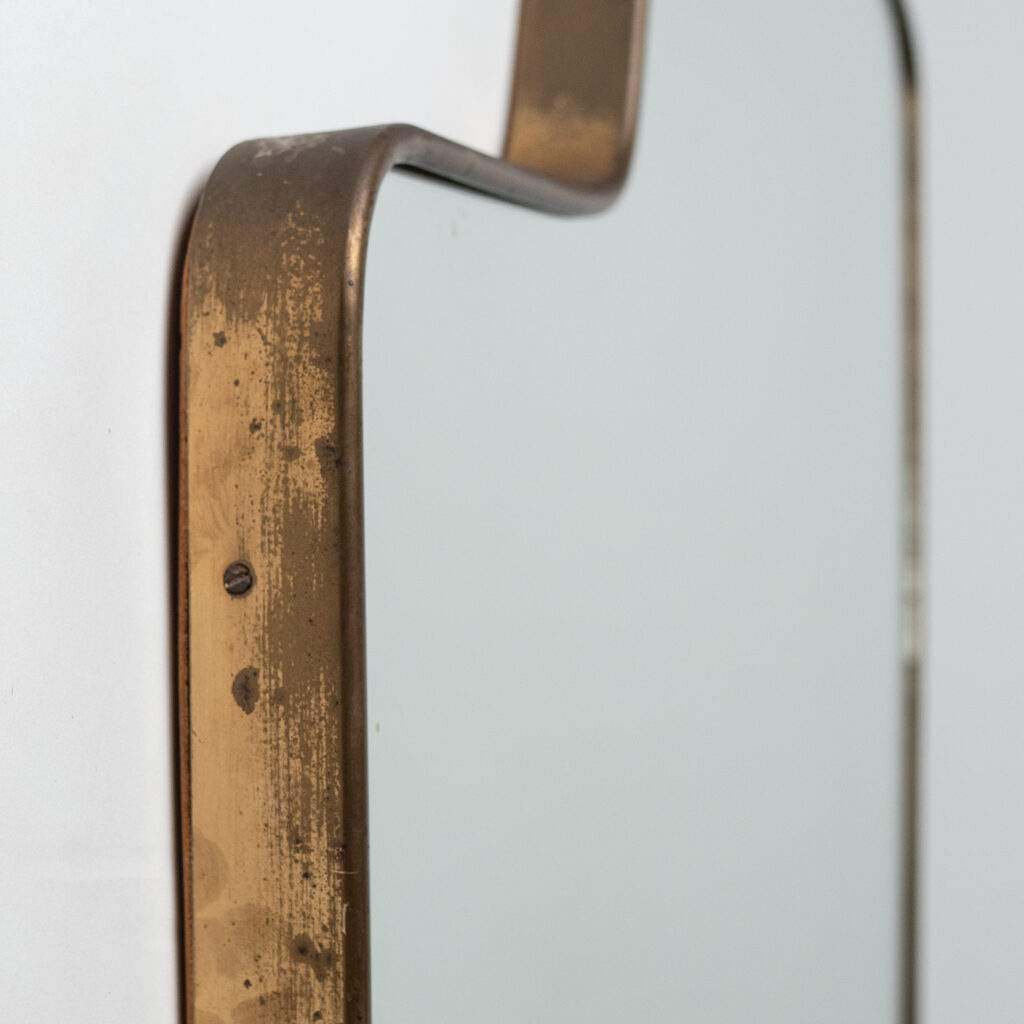 Italian Asymmetric Brass Mirror, 1950s