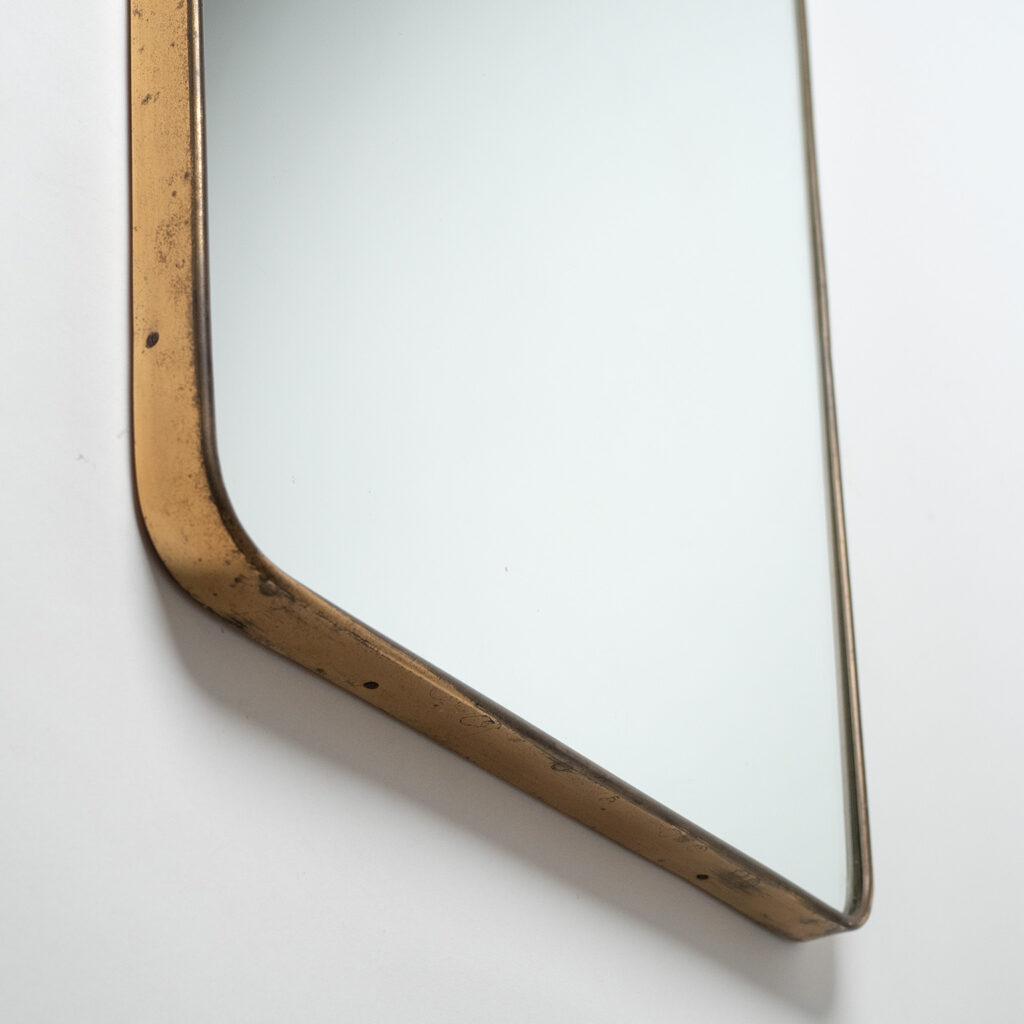 Italian Asymmetric Brass Mirror, 1950s