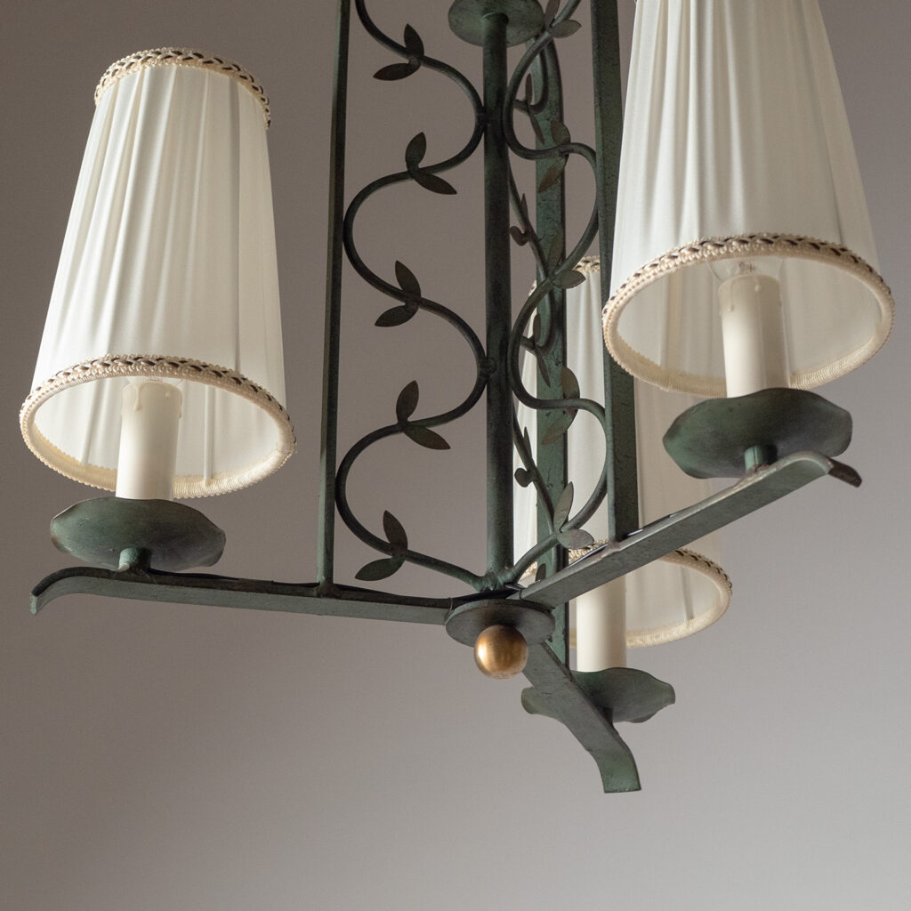 Bjerkås Patinated Iron Chandelier, 1940s