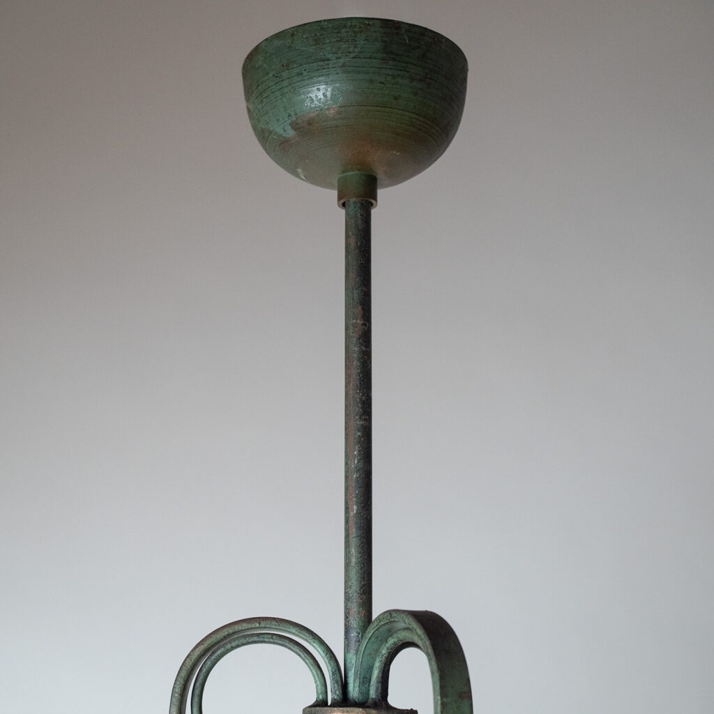 Bjerkås Patinated Iron Chandelier, 1940s