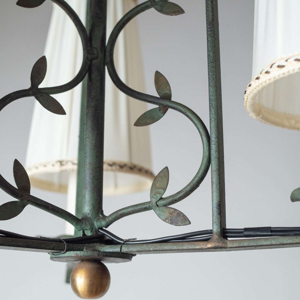 Bjerkås Patinated Iron Chandelier, 1940s