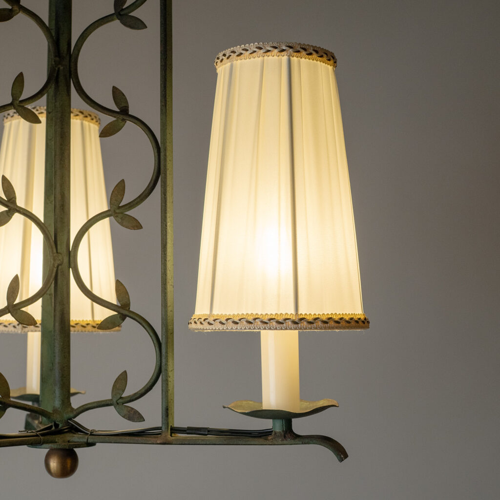 Bjerkås Patinated Iron Chandelier, 1940s