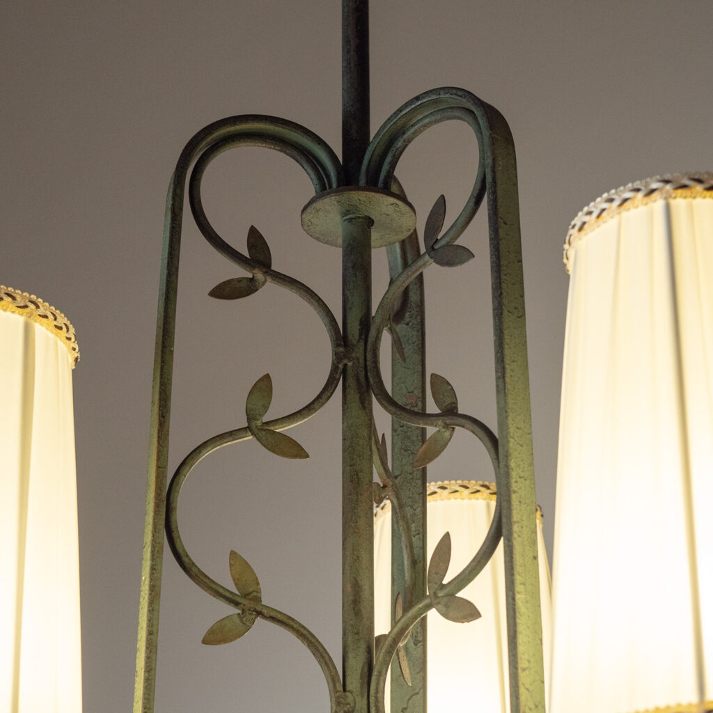 Bjerkås Patinated Iron Chandelier, 1940s