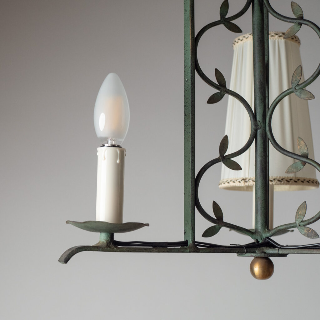 Bjerkås Patinated Iron Chandelier, 1940s