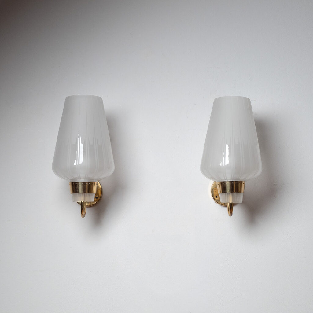 Large Bröderna Malmströms Etched Glass Wall Lights, 1952