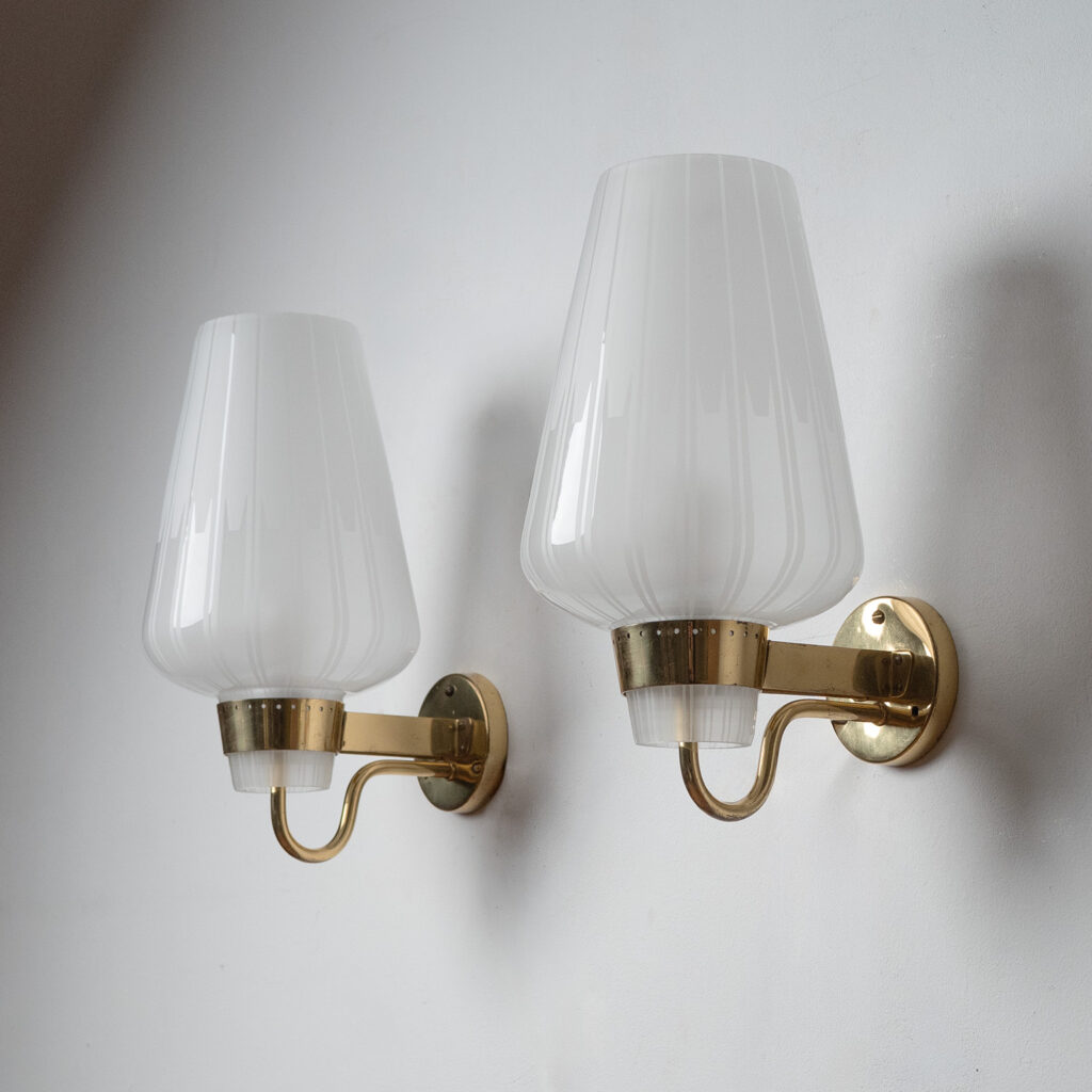 Large Bröderna Malmströms Etched Glass Wall Lights, 1952