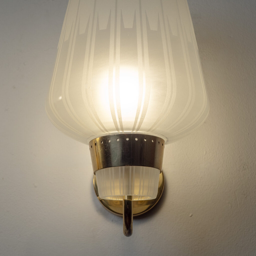 Large Bröderna Malmströms Etched Glass Wall Lights, 1952