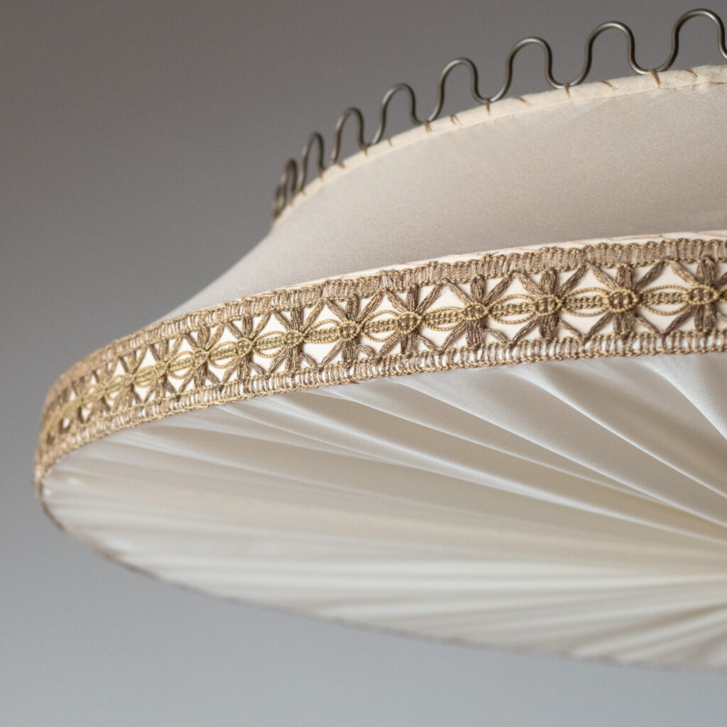 Böhlmarks Brass And Fabric Ceiling Light, circa 1950