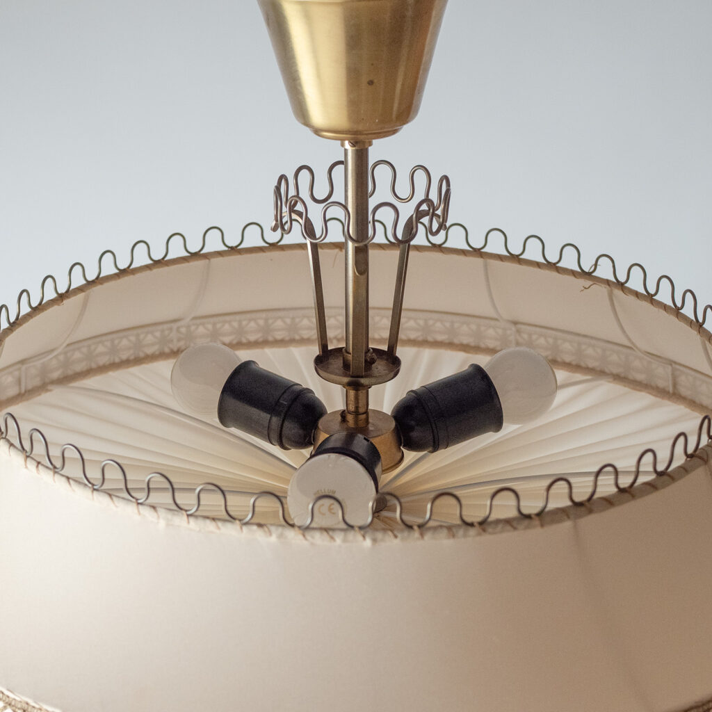 Böhlmarks Brass And Fabric Ceiling Light, circa 1950