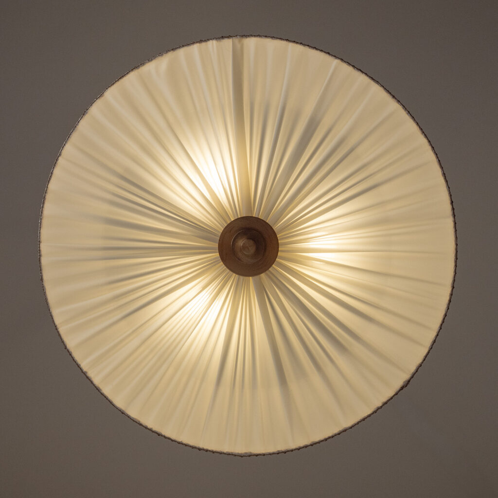 Böhlmarks Brass And Fabric Ceiling Light, circa 1950