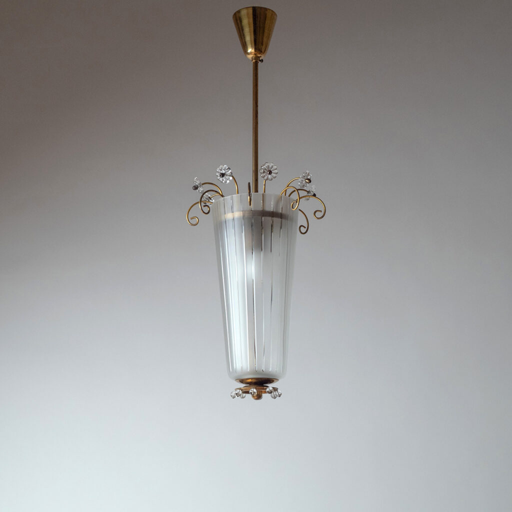 Austrian Brass And Glass Pendant, circa 1950