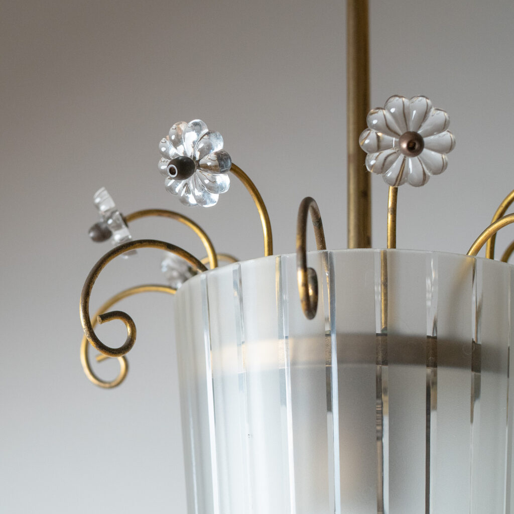 Austrian Brass And Glass Pendant, circa 1950