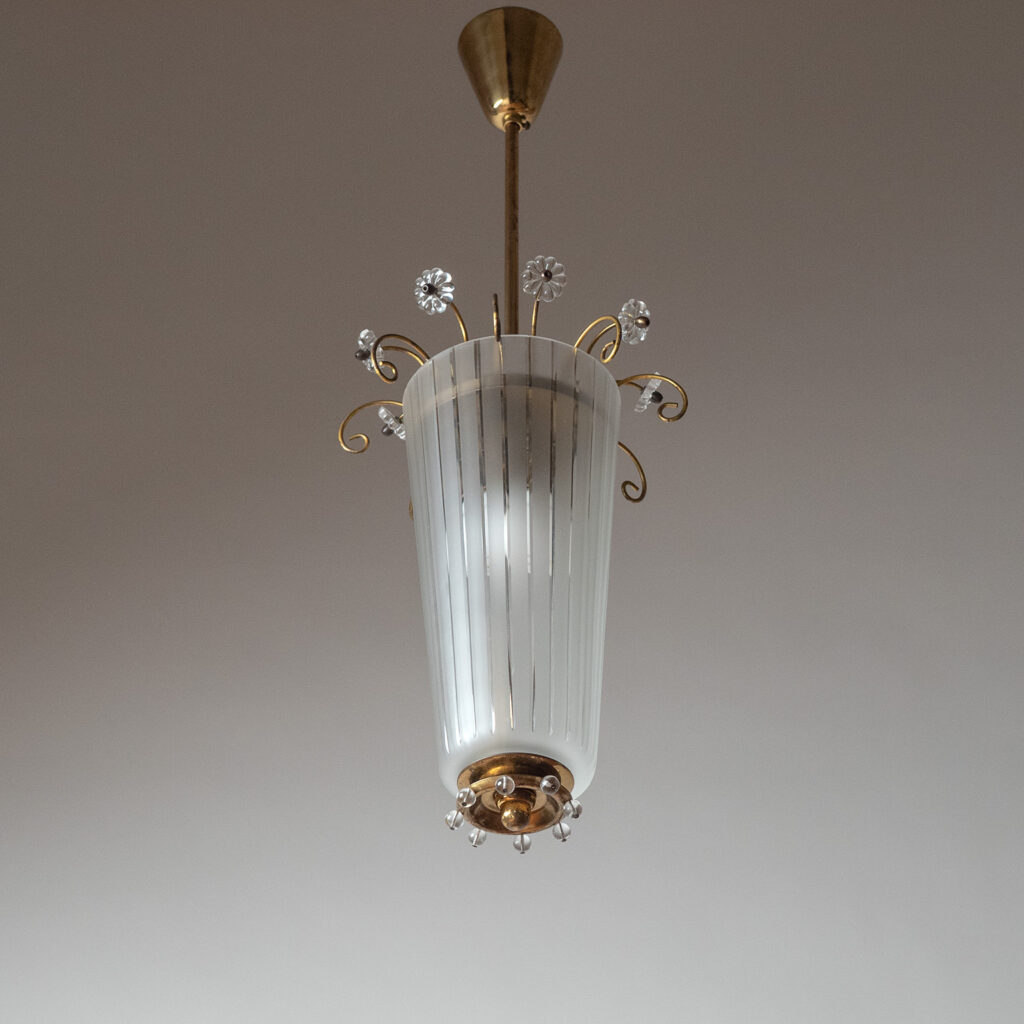 Austrian Brass And Glass Pendant, circa 1950