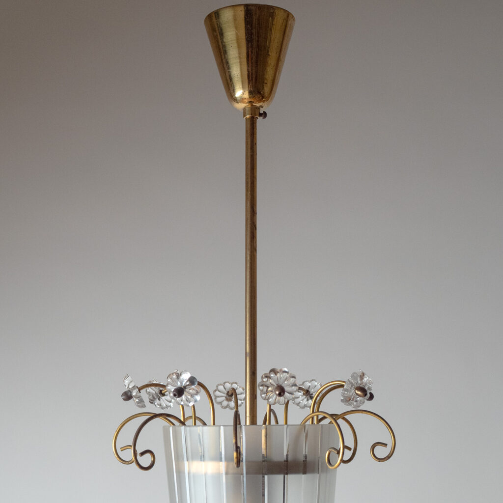 Austrian Brass And Glass Pendant, circa 1950