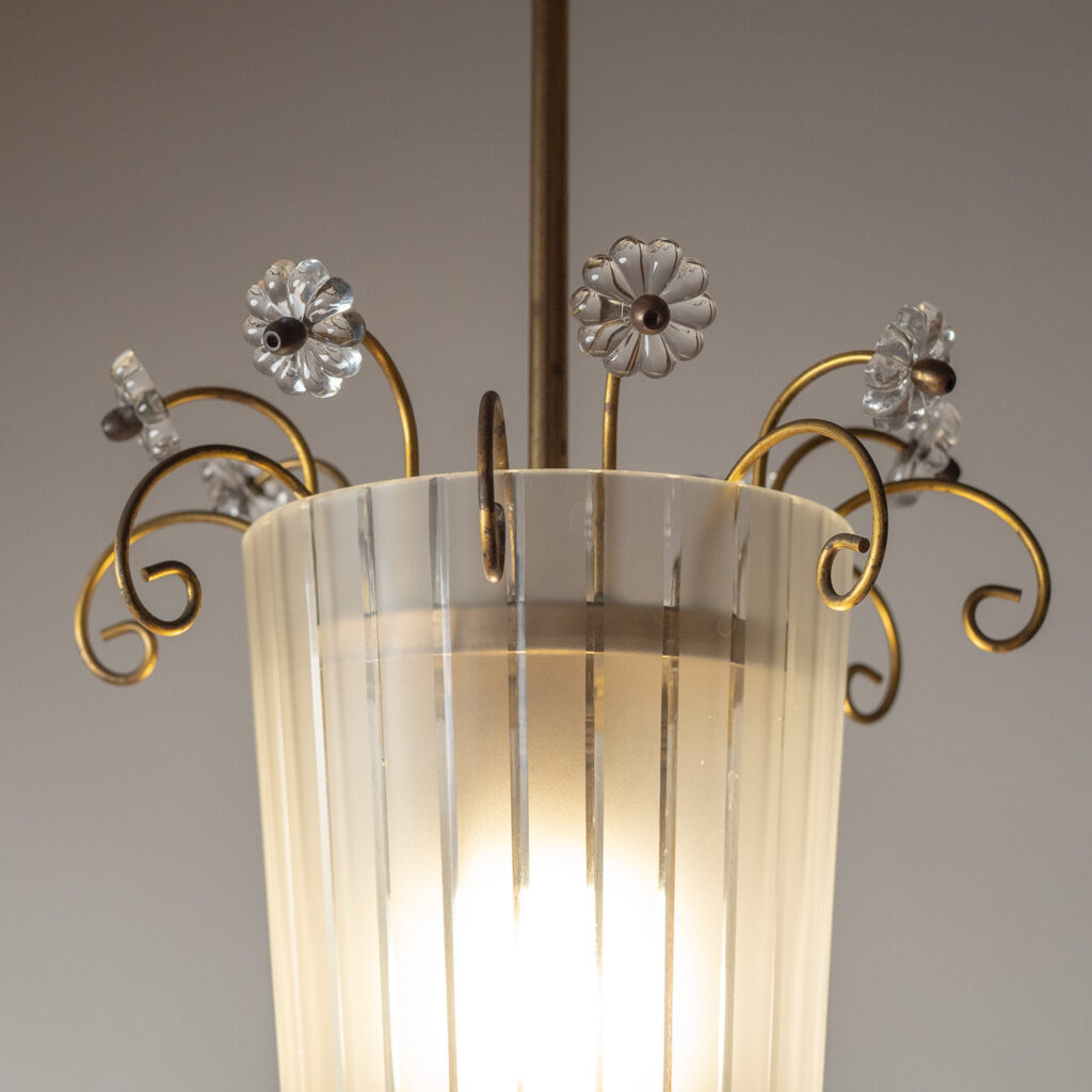 Austrian Brass And Glass Pendant, circa 1950