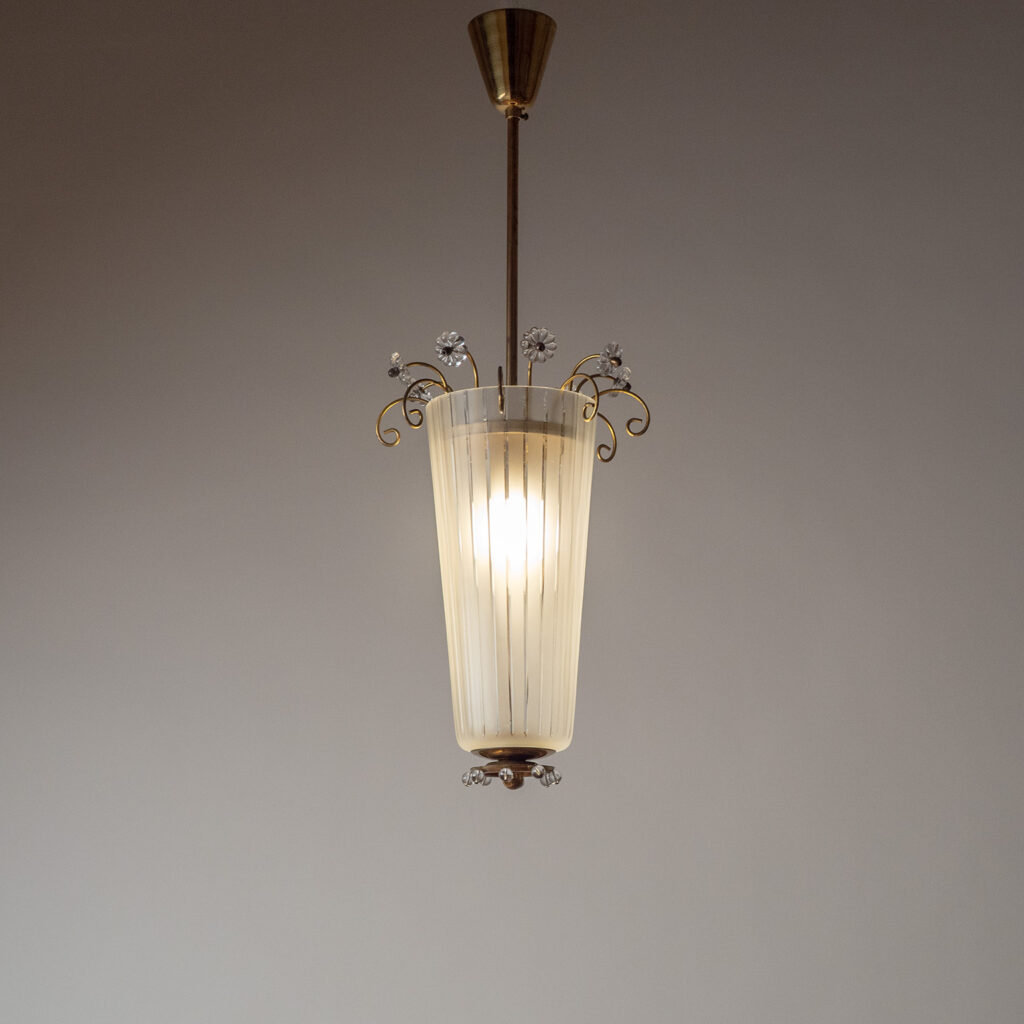 Austrian Brass And Glass Pendant, circa 1950