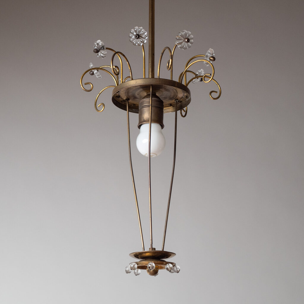 Austrian Brass And Glass Pendant, circa 1950